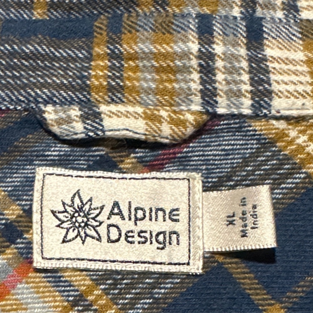 Alpine Design Womens Flannel XL Navy Brown Plaid - Picture 5 of 7